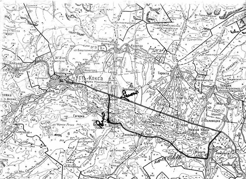 Карта маршрута Уймонского сверхмарафона на 65 км.